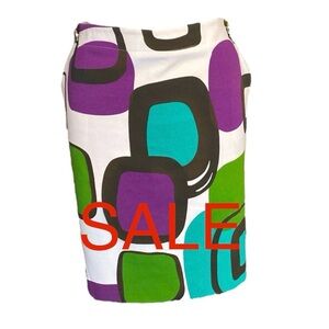 🚨 SALE: Adrienne Vittadini Short Pencil Skirt Geometric Shapes Sz 14